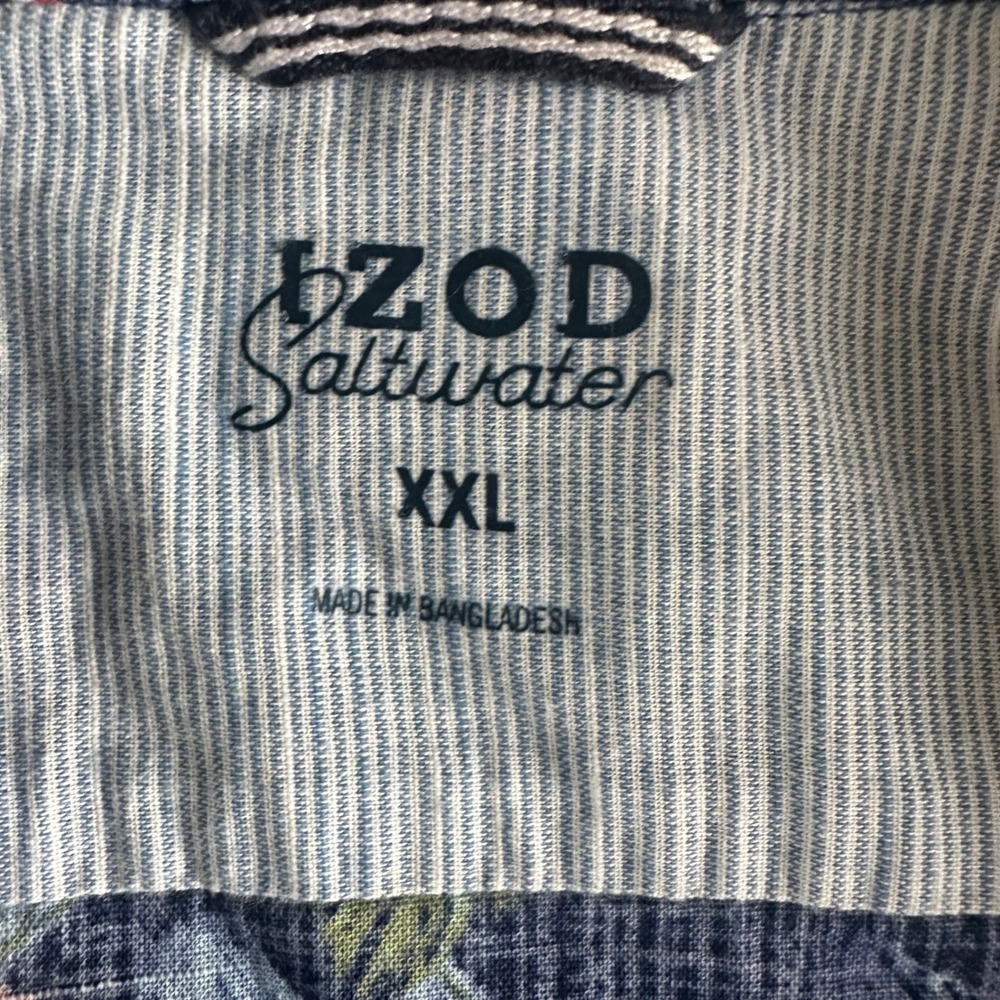 IZOD Saltwater Mens XXL‎ Blue Tropical Bird of Paradise Cotton Shirt 46IZSHB1ER - Picture 5 of 8